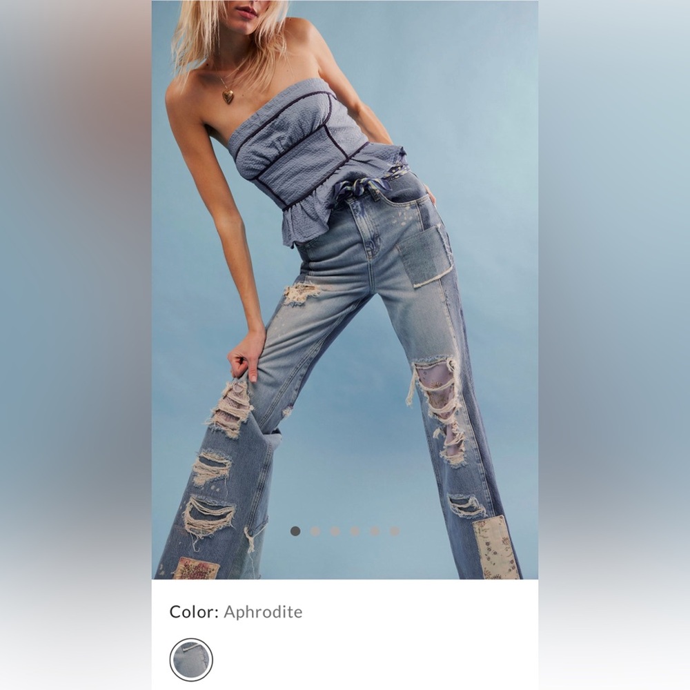 We The Free High Rise Ripped Jeans in Blue